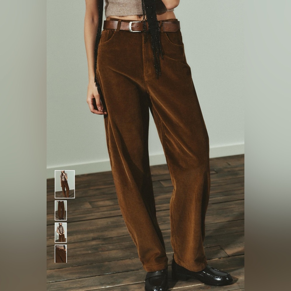Zara Brown Corduroy Balloon Pants